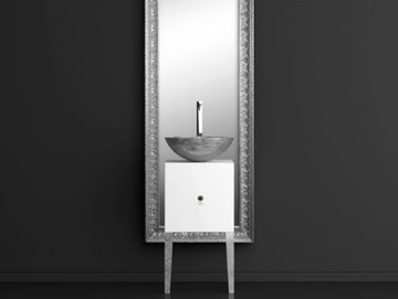 MONNALISA FLORENCE MOSAIC SILVER - Single wooden vanity unit with mirror by Glass Design - view 2